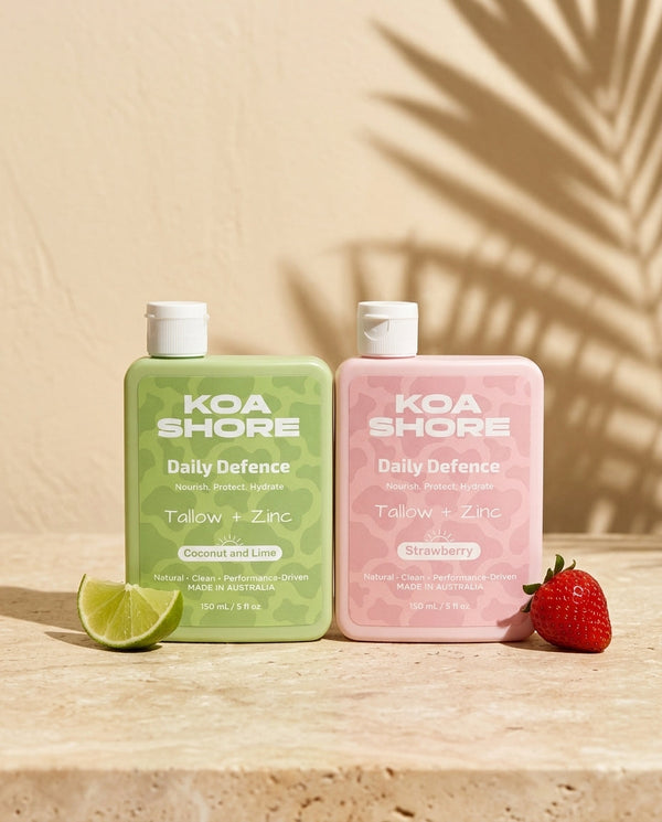 Daily Defence 2-Pack, Coconut and Lime plus Strawberry, in summer sun