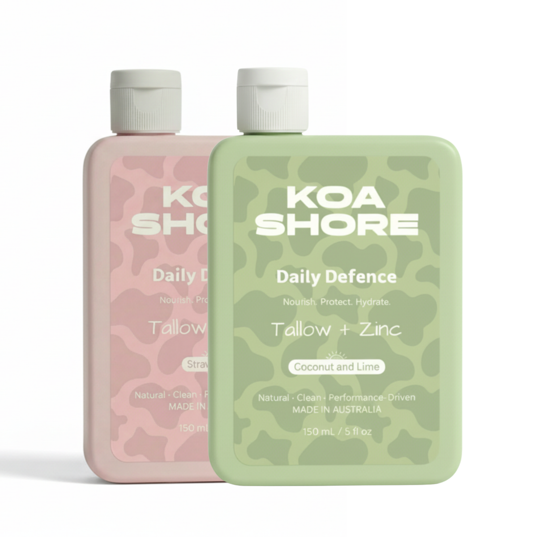 Koa Shore Daily Defence two-bottle bundle — tallow and zinc moisturiser