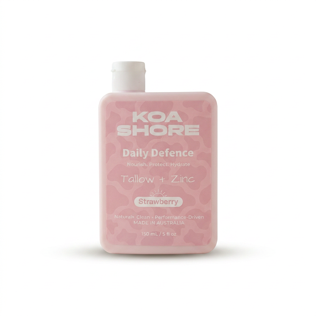 Daily Defence Strawberry 150ml — tallow and non-nano zinc oxide moisturiser by Koa Shore