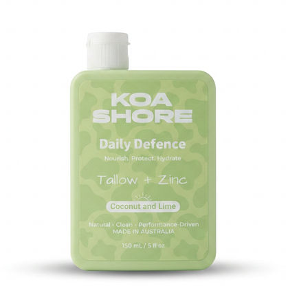 Daily Defence Coconut Lime 150ml — tallow and non-nano zinc mineral protection by Koa Shore