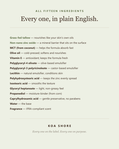 Daily Defence Coconut & Lime — all fifteen ingredients explained in plain English
