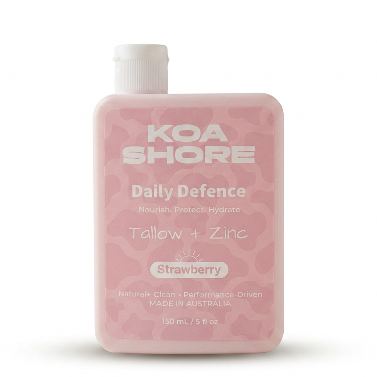 Daily Defence Strawberry 150ml — tallow and non-nano zinc mineral protection by Koa Shore