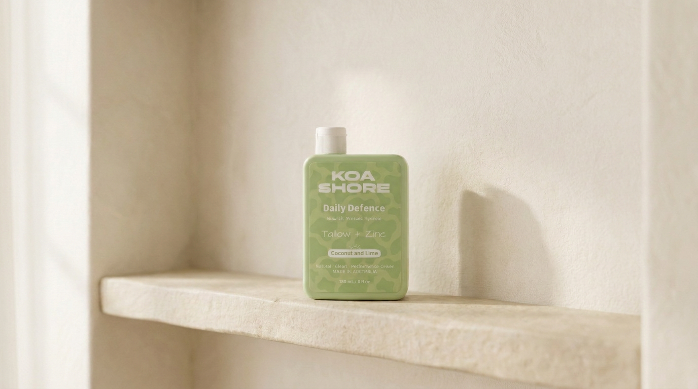 One bottle of Koa Shore Daily Defence alone on the same shelf